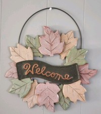 Fall Wood Wreath Front Door Sign Decor, Fall Wreaths Welcome Wooden Door Hanger,