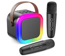 Kids Mini Karaoke Machine Portable Bluetooth Speaker with 2 Wireless Microphones