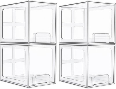 Vtopmart 4 Pack Stackable Storage Drawers, 6.6''Tall Acrylic Bathroom Makeup