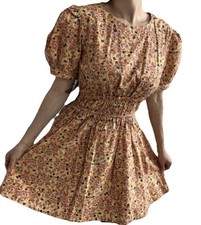 Free People Floral Puff Sleeve Honey Dress Small Boho Indie Core Festival