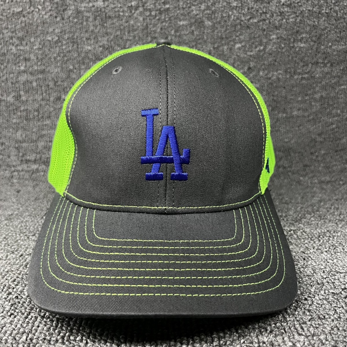 47 Brand LA Dodgers Trucker Hat Snapback Black Neon Green Mesh MLB Cap