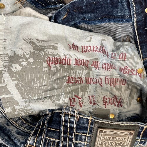 Rock In La Jeans Herren 28x32 Classic Straight Distressed bestickt Denim - Bild 10 von 18