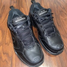 Nike Air Monarch IV 4E Wide Black Leather- Men  s Training Shoes - Size 11US