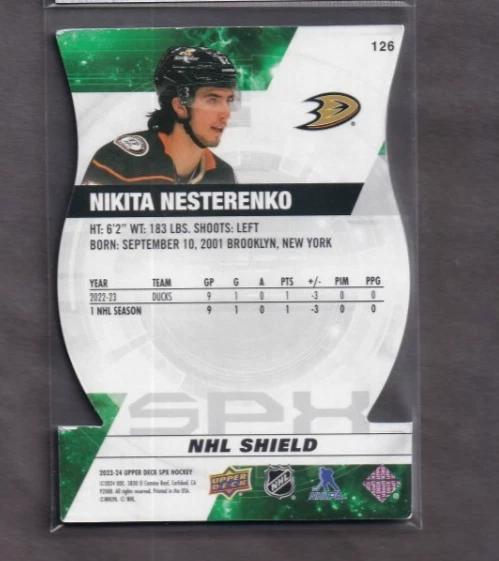 2023-24 SPx NHL Shield Die Cut Hologram #126 Nikita Nesterenko #9/25 SP - Image 2 of 2