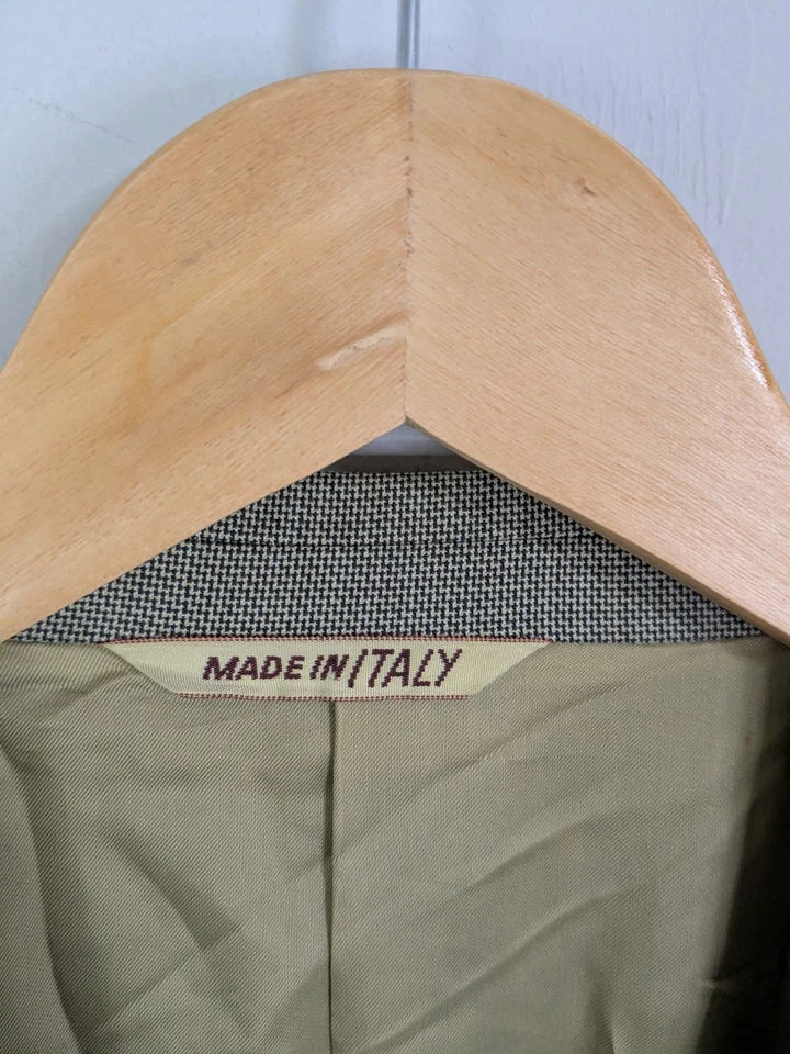 Canali Blazer Men's 44L Olive Green Double Breasted 100% Wool - Image 2 of 4