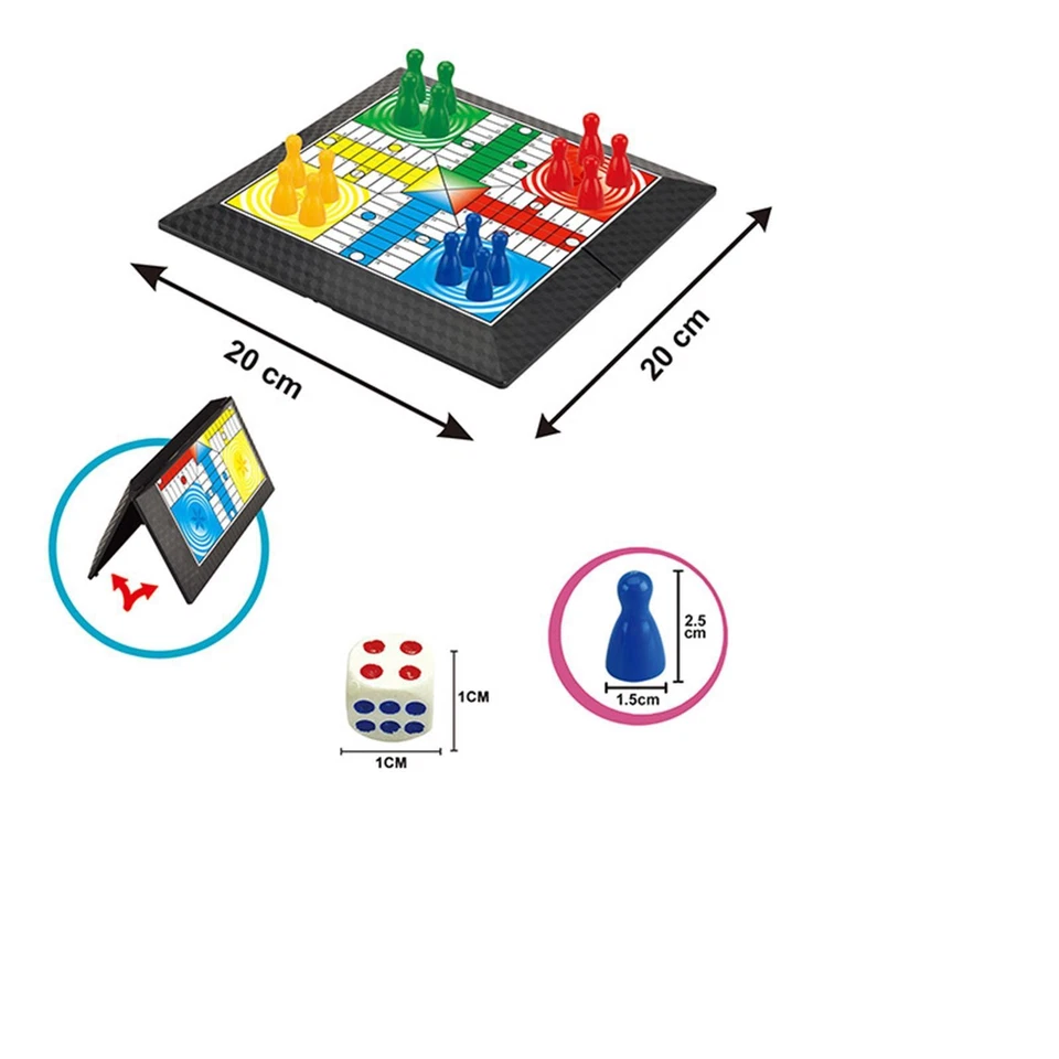 Ludo Travel Game with Foldable Board Educational Toys Family Game Flying Chess - Image 4 of 4