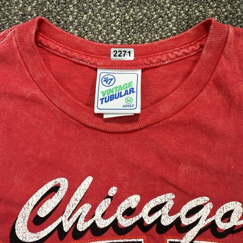 Chicago Bulls Shirt M Racer Red Wash 75th Anniversary City Edition 47 Vtg Tubula - Picture 3 of 20