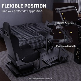 Hottoby Racing Simulator Cockpit Wheel Stand With Gaming Seat Fits Logitech G923