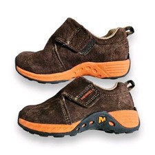Merrell Jungle Mock Kids Hiking Shoes Size 7.5 Brown Suede Hook Loop Trail Low