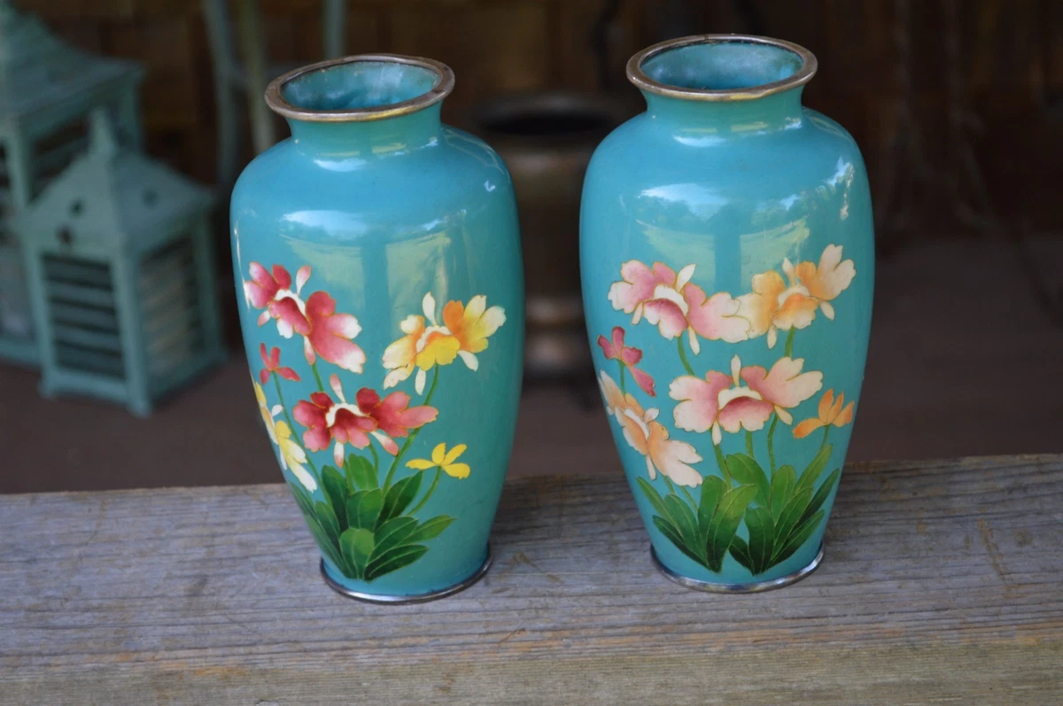 蓝色日本古董花瓶| eBay
