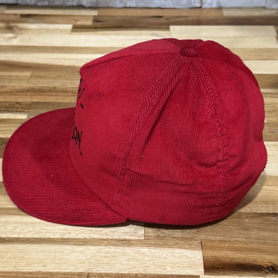 Gorra Harley-Davidson roja de pana Snapback hecha en EE. UU. estilo vintage años 80 Foto 3 de 4
