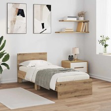 WALPLUS Artisan Oak Bed Frame 75x190 cm Engineered Wood Small Single Wooden Bed