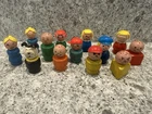 Vintage Fisher Price Little People Lot of 13 Wooden Figures Boy Girl Dog Lady