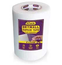 ATack Fiberglass Drywall Repair Tape, 6-Inch by 75-Foot, Heavy-Duty Self-Adhesiv