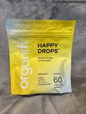 Organifi Happy Drops Mood Lifting Supplement 60ct sweet lemon drops Exp 7/26