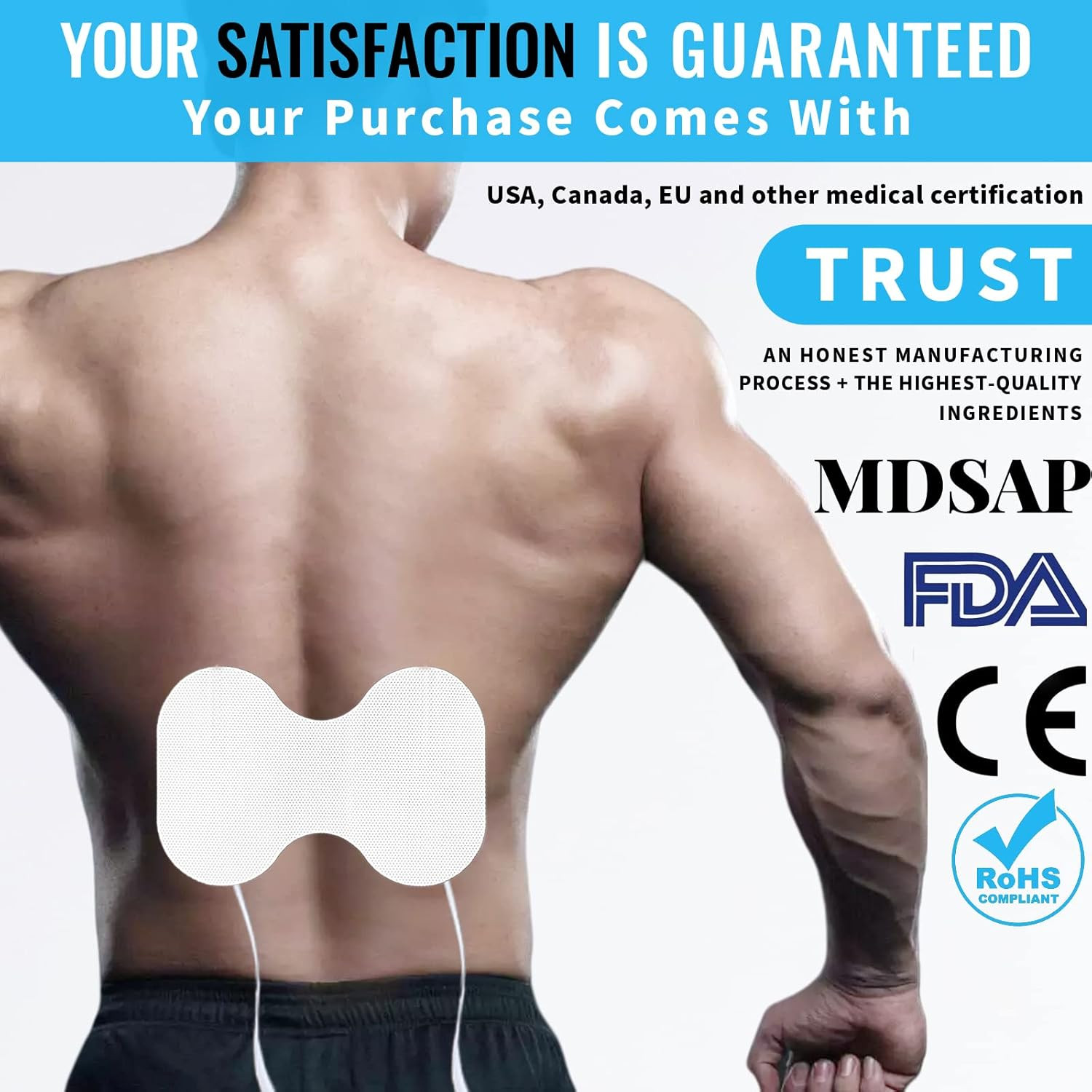 TENS Unit Replacement Pads - Pack of 6 Extra Large Butterfly Shaped Electrode Sq