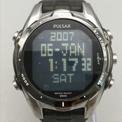 Pulsar W861-X002 Mens Watch 44mm Black Digital Alarm Chronograph