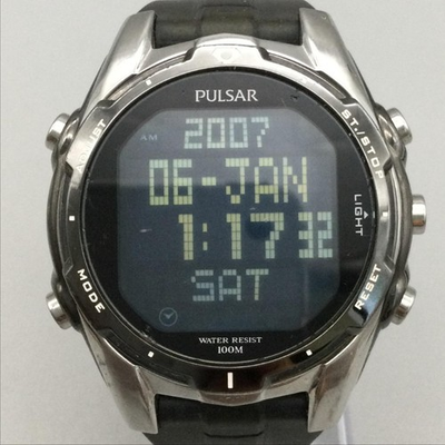 #ad Pulsar W861 X002 Mens Watch 44mm Black Digital Alarm Chronograph New Battery $50.99