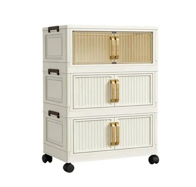 Multi-Functional Foldable Storage Cabinet, with 3-Tier Large Capacity,...