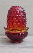 Fenton Amberina Hobnail Glass Fairy Lamp Tea Light
