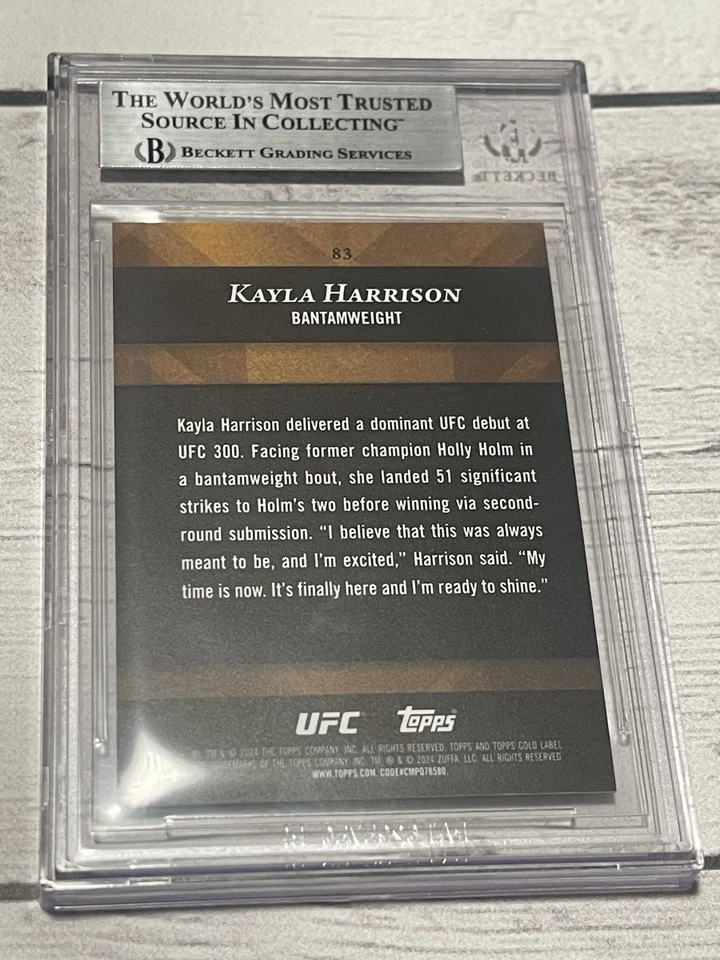 Kayla Harrison Signed Card UFC Topps Gold Label Class 3 Slabbed Beckett BAS IP a - Image 2 of 3