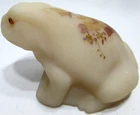 Vintage Fenton Glass Frog Figurine Chocolate Roses on Cameo Satin Signed