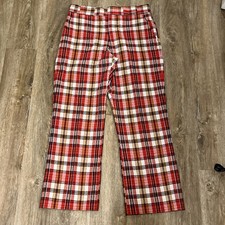 Vintage 70s men s plaid disco flare bell bottom pants retro golf groovy 32x28