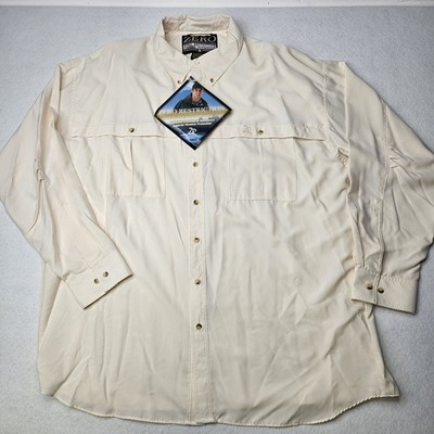 Zero Restriction ZR Solar Fishing Shirt Mens XXL Cream Wind  Spf30 New 