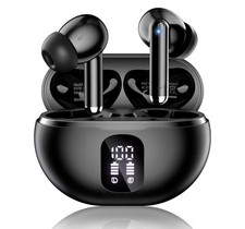 Wireless Bluetooth 5.4 Earbuds LED Display Deep Bass IPX7 Waterproof Headphones