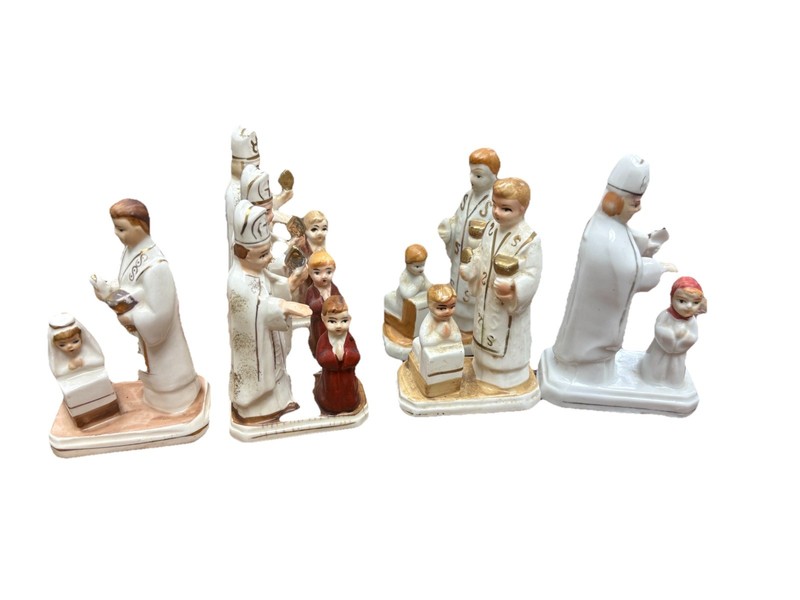 Lot of 7 Vintage Ceramic First Communion Figurines Boy Girl