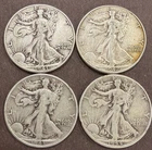 Lot of 4 Walking Liberty Half Dollars,  1941, 1942, 1943, And 1944 Nice