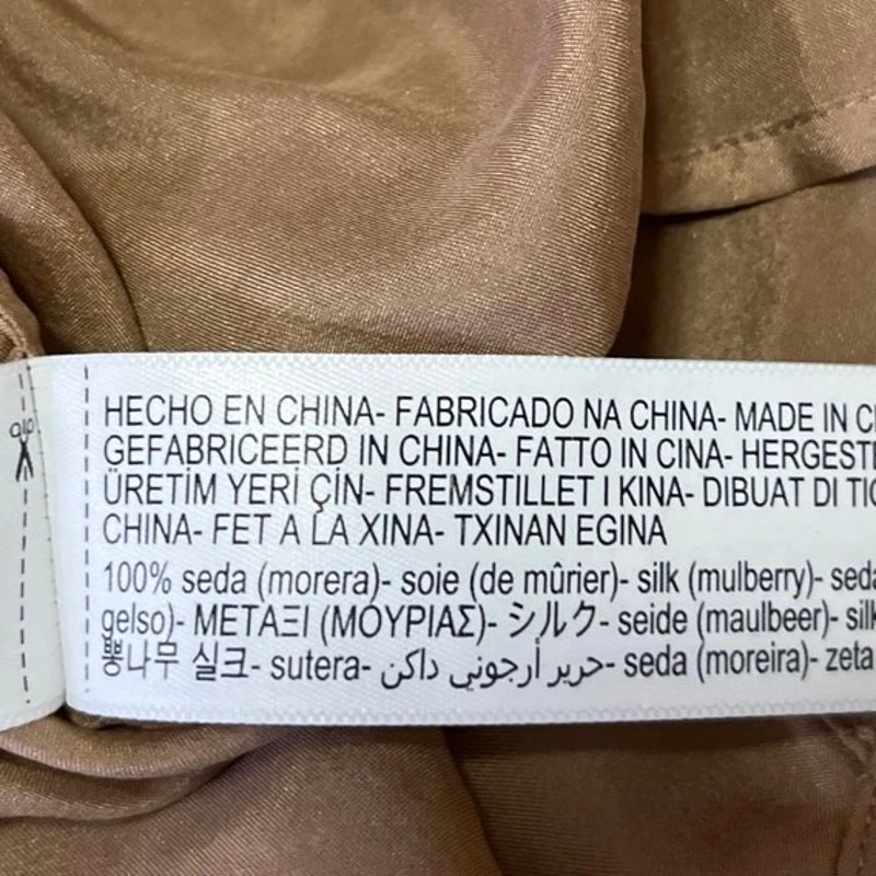 Camisa Blusa Top Massimo Dutti Marrón 100% Seda Satén Con Botones Manga Larga M Foto 4 de 4