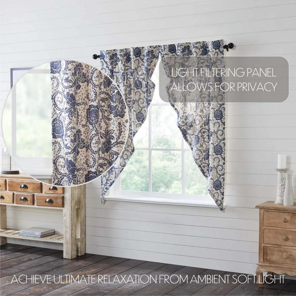 Paneles Dorset Azul Marino Floral Pradera Larga Granja 63x36x18 Juego de 2 Marcas VHC Foto 3 de 4