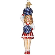 Old World Christmas Cheerleader Glass Ornament FREE BOX 10237