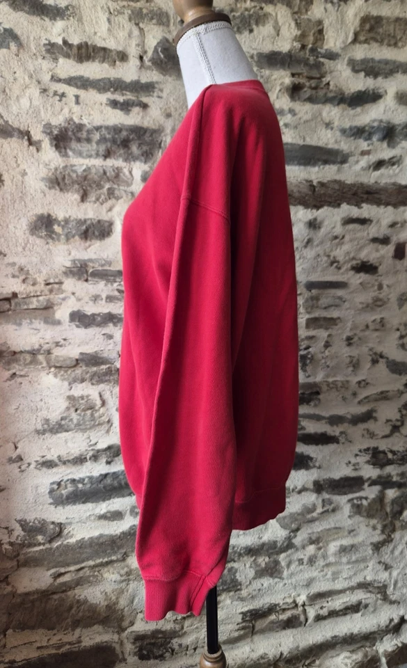 Sweat Vintage Rouge Benetton 80's Made In Italy Taille M Oversize - Photo 4/4