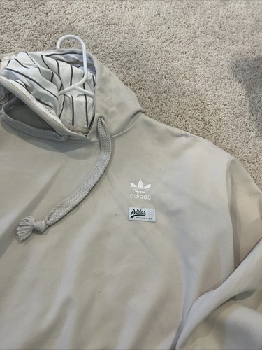 Adidas Sweater Womens Small Cream Crop Top Pullover Hoodie Sweatshirt Ladies - Picture 2 of 5