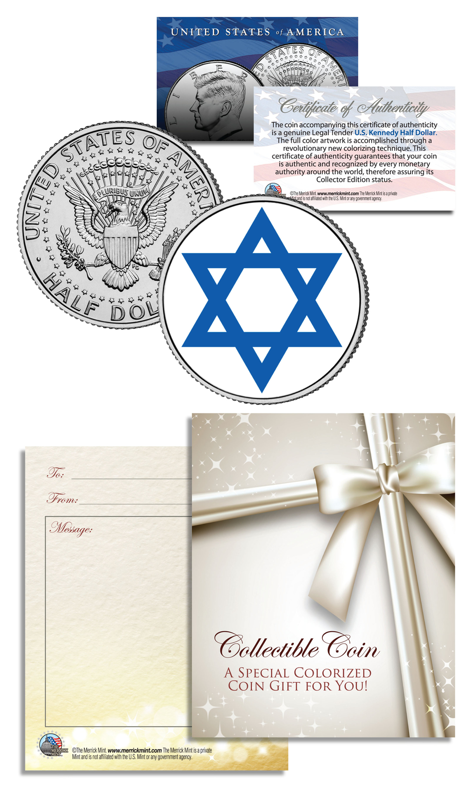 종교 마겐 유대인 다윗의 별 기념품 선물 JFK 하프 달러 미국 동전-Freehip.co.kr