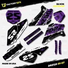 White & Purple Slick Racing Graphics Kit fits Suzuki DRZ125 01-07 DRZ 125 Decals