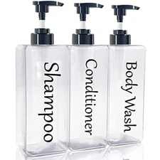 Refillable Shampoo Conditioner and Body Wash Dispenser Bottles with Pump