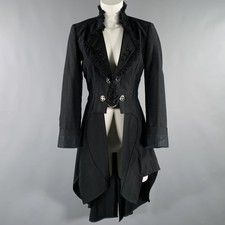 High Size 8 Black Cotton Ruffled Tail Coat