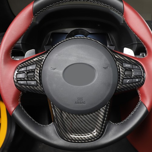 Marco decorativo del volante de coche estilo fibra de carbono para Toyota Supra 2019-22 - Imagen 8 de 24