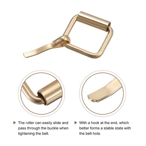 Roller Buckles, 10pcs 15x12.5mm 2.5mm Thick Metal Belt Pin Buckle, Gold Tone - Picture 3 of 5