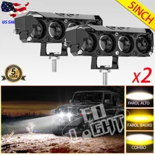 2x 5in LED Work Light Amber White Cube Pods Spot Flood Driving Fog Lamp Offroad