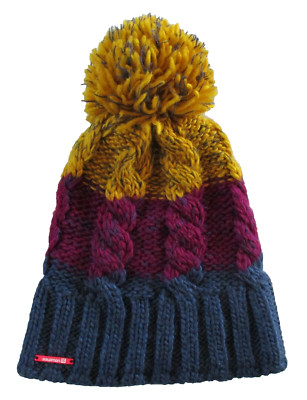 Salomon Beanie Hat Pom Pom Loose Cable Knit Acrylic Unisex Adult One Size Lined