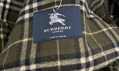 Burberry Specialty Duffle Coating Green Wool Long Coat w/ Nova