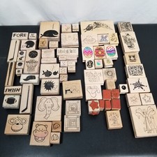 Assorted Used Rubber Stamp Lot of 70 Scrapbooking Card Making Stamping