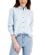 Style & Co Relaxed-Fit Button-Front Shirt Omphalodes SZ M