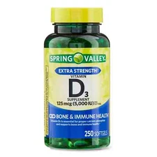 Spring Valley Vitamin D3 Supplement Softgels - 5000iu (250 Count)