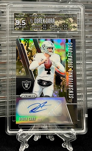 2019 Prizm Sensational Signatures Camo 4/5 DEREK CARR (HGA 9.5) AUTO JRSY MATCH - Foto 2 di 5