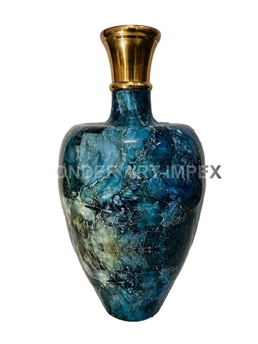 Figura Decorativa De Metal Artesanal Flor Azul 12cm - Escultura Hecha A Mano Para Estante O Mesa